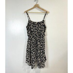 Y2K No Boundaries Dress Size L 11-13 Daisy Floral Sharkbite Fairy Chiffon Black